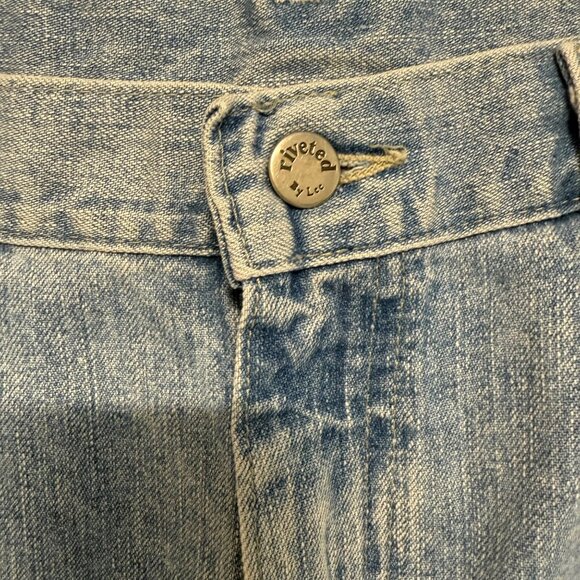 High Waisted Carpenter Jeans Size 14 Light Wash VTG 80s Riveted By Lee USA Made - Picture 12 of 15